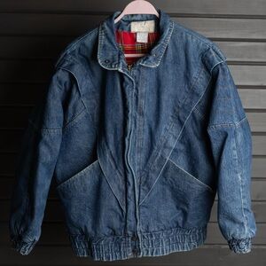 Learsi women’s vintage flannel lined denim jean jacket size Large